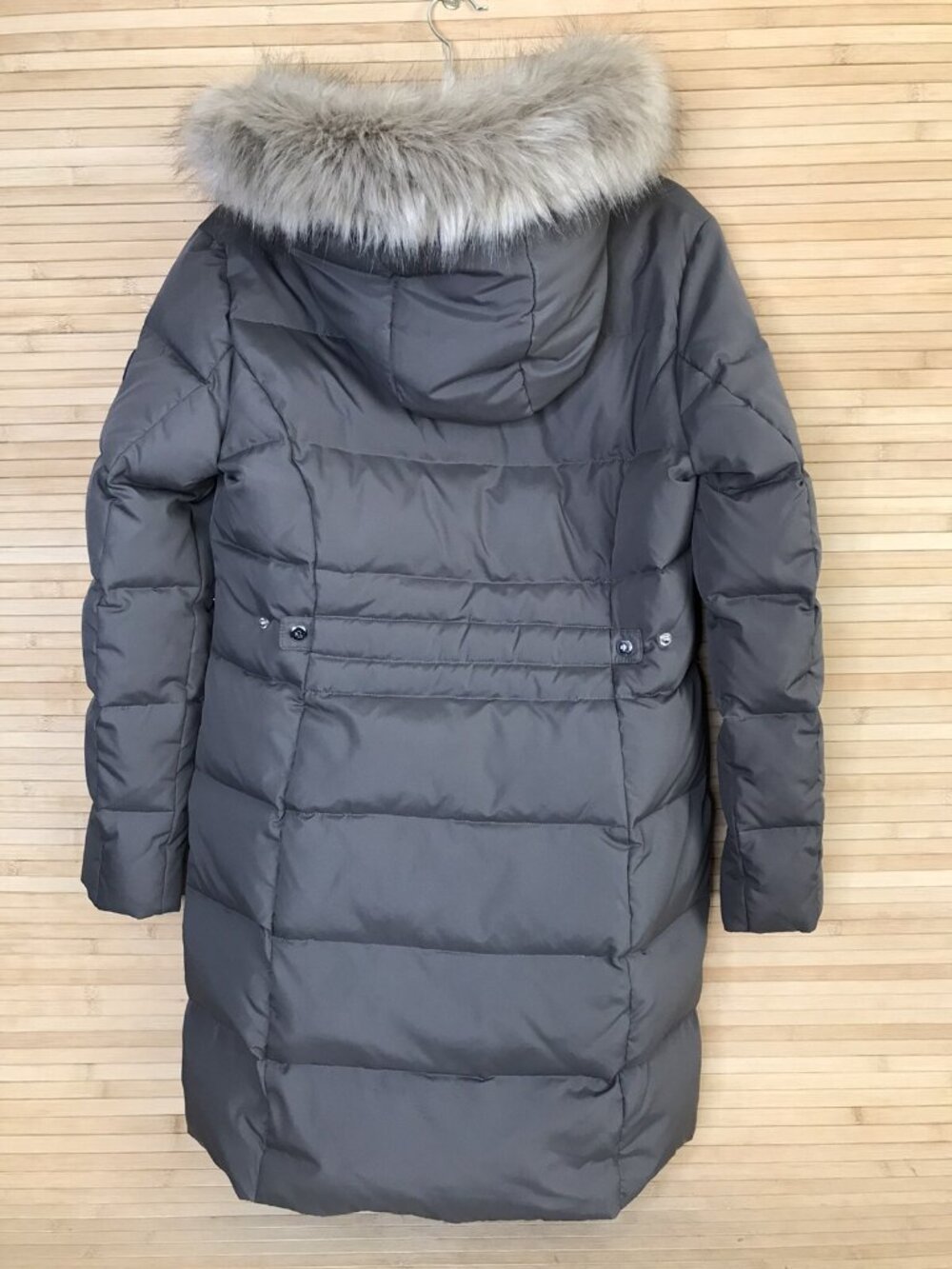 Lauren Ralph Lauren Olive green Faux Fur Trim Quilted Down Coat Long Jacket Sz M - Picture 5 of 11